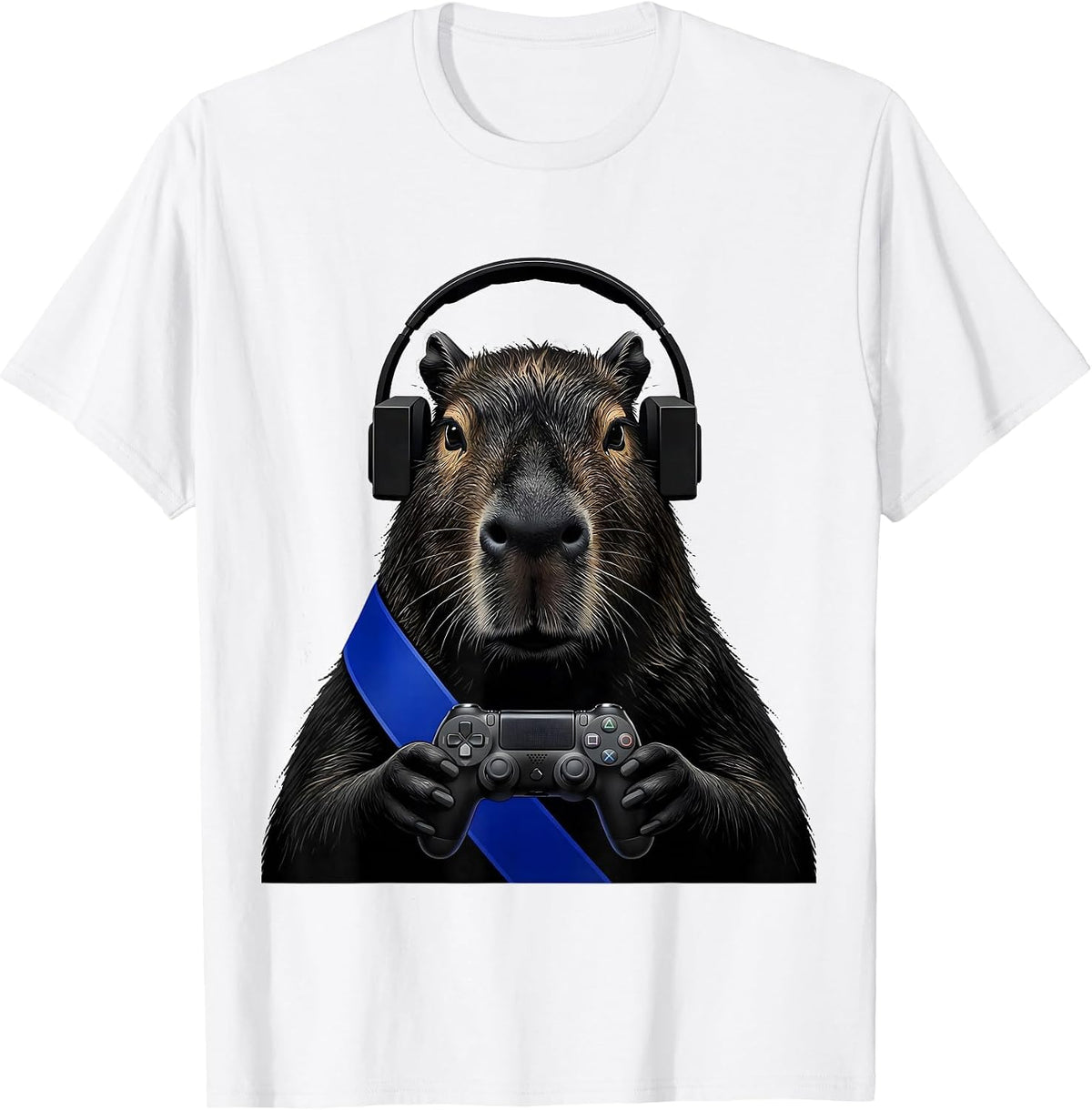 Men's Capybara Gamer Bruh Meme Humor Retro T-Shirt - White