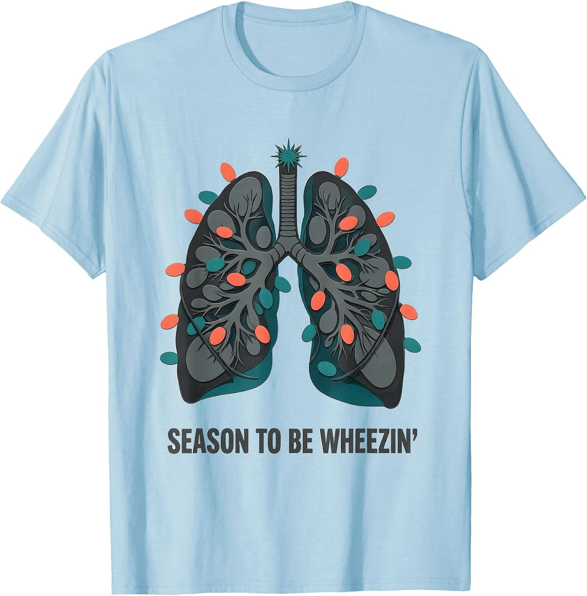 Men's Season To Be Wheezin' Midcentury Modern Respiratory T-Shirt - Baby Blue