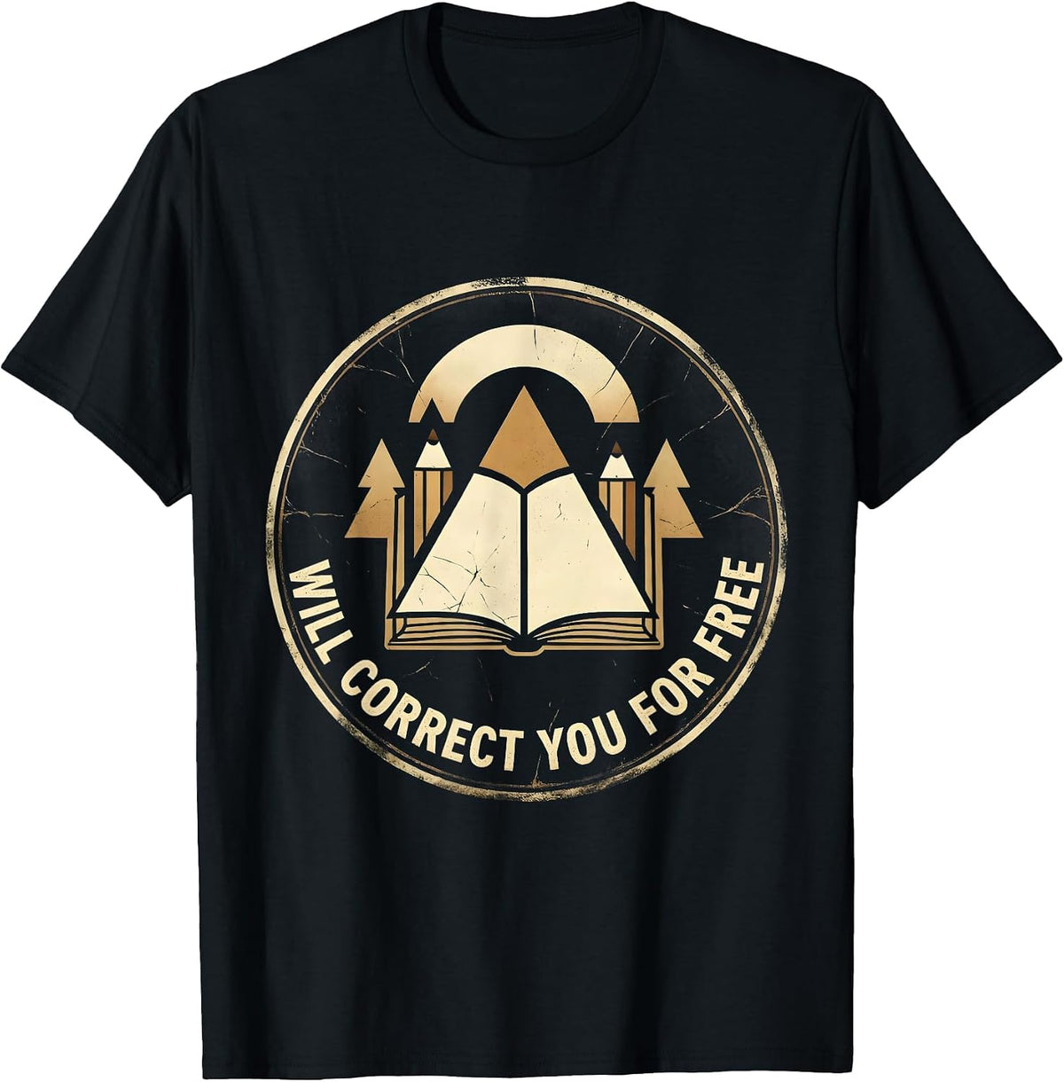 Men's Will Correct You For Free English Teacher Design T-Shirt - Black