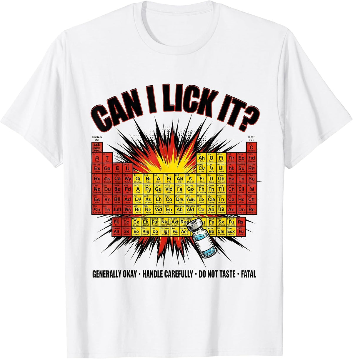Men's Can I Lick It Funny Periodic Table Science Teacher T-Shirt - White