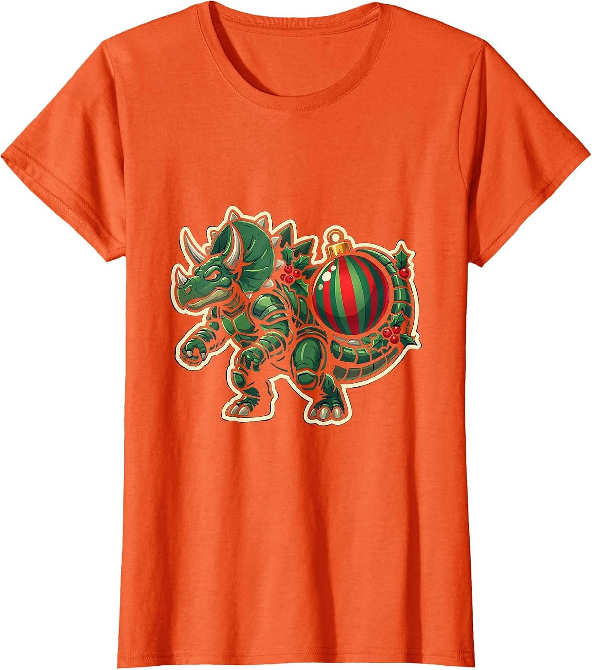 Ankylosaurus Christmas Ornament Sports Dinosaur Lover Kids T-Shirt - Orange