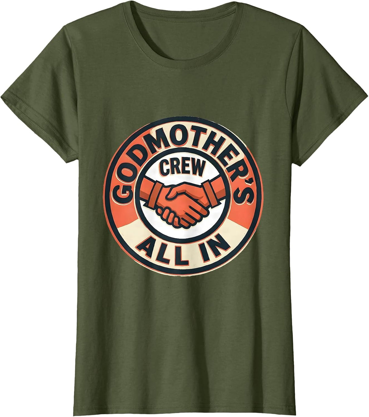 Women's Godmother's Crew All In Defiant Cancer Support Statement T-Shirt - Olive Green