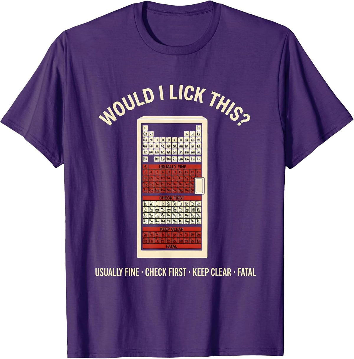 Would I Lick This Funny Periodic Table Science Teacher Gift T-Shirt - Purple