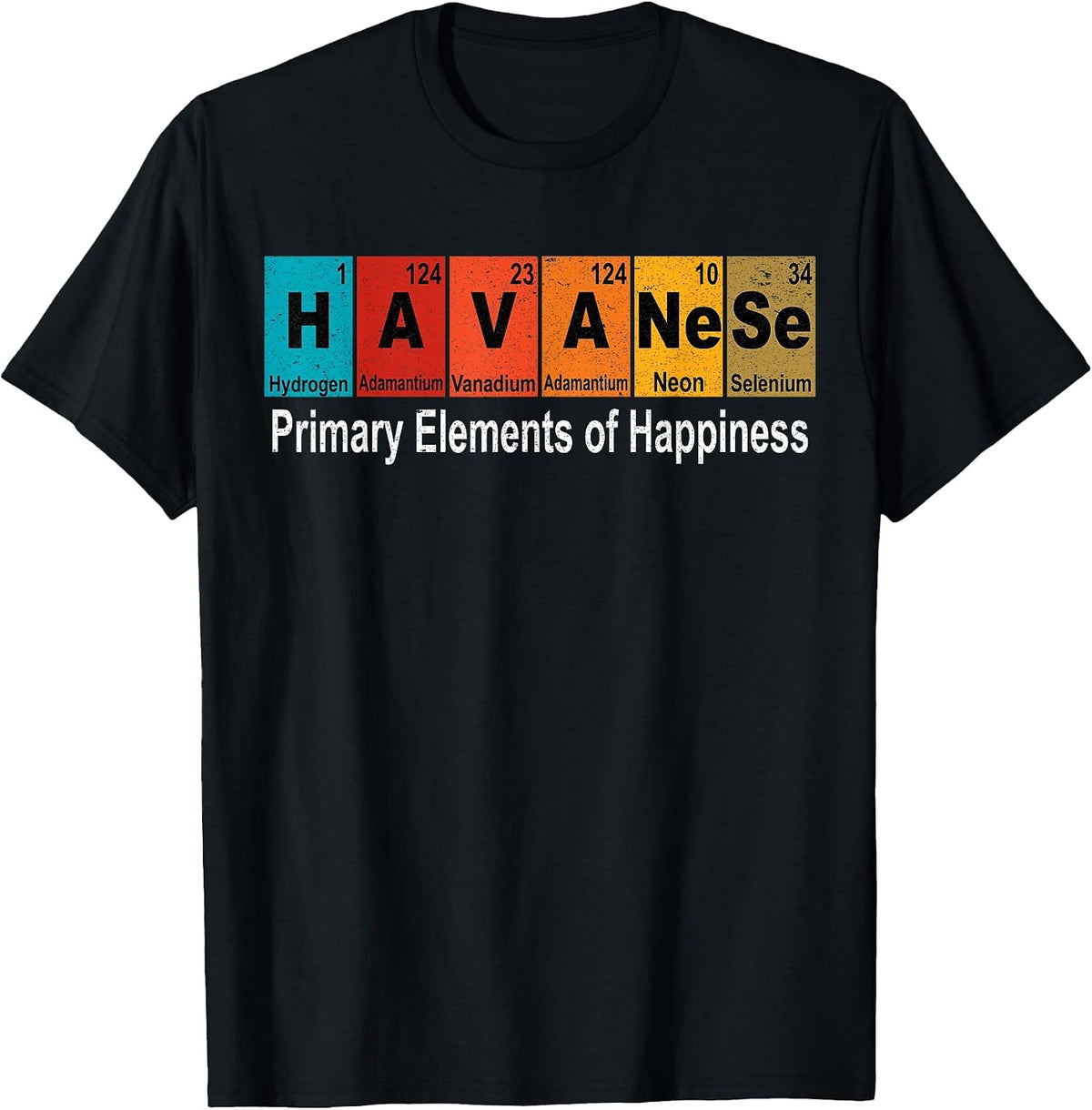Vintage Havanese Dog Science Funny Periodic Table Pet Lover T-Shirt - Black