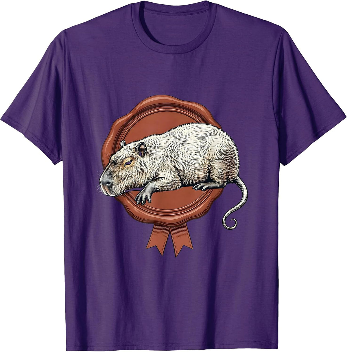 Capybara Wax Seal Funny Gamer Humor T-Shirt - Purple