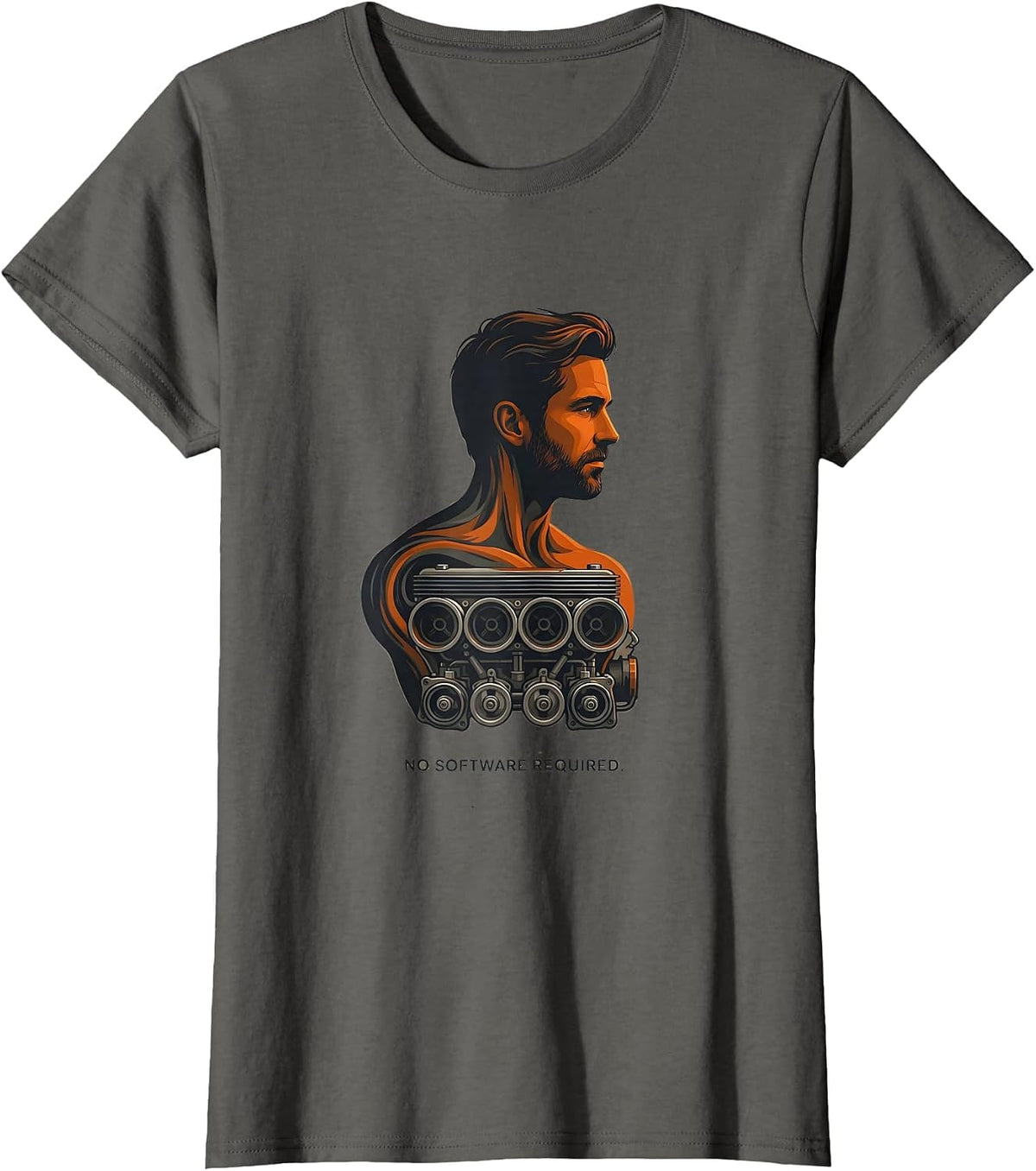 Women's No Software Required Funny Classic Car Grandpa Guy Humor T-Shirt - Asphalt Grey