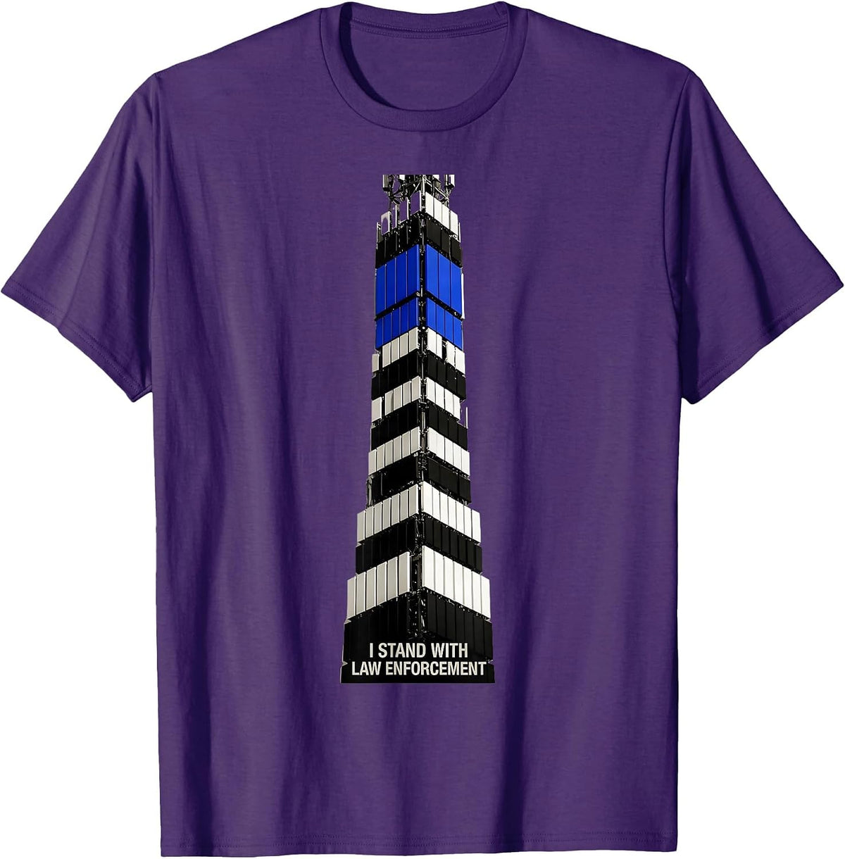 Men's I Stand With Law Enforcement Geometric Police Support T-Shirt - Purple