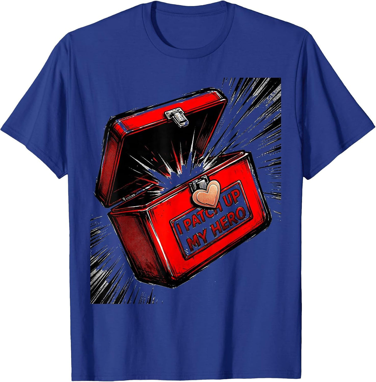 I Patch Up My Hero Comic Book First Responder Spouse T-Shirt - Royal Blue