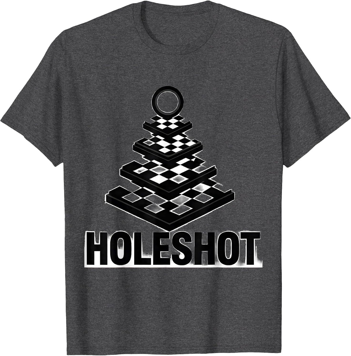 Holeshot Geometric Drag Racing Flag American Racer T-Shirt - Dark Heather Grey