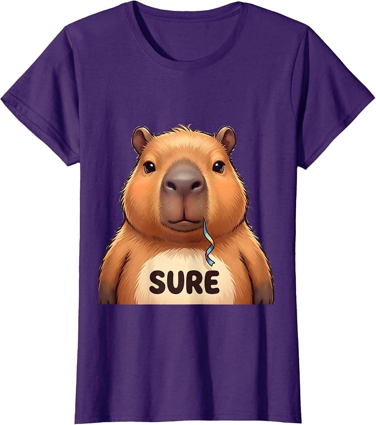 Sure Cute Capybara Kawaii Animal Lover Humor T-Shirt - Purple