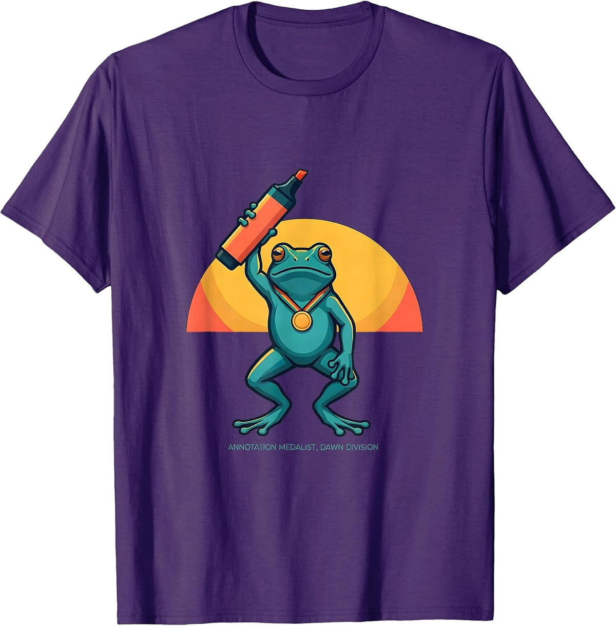 Annotation Medalist Dawn Division Funny Frog Teacher Humor T-Shirt - Purple
