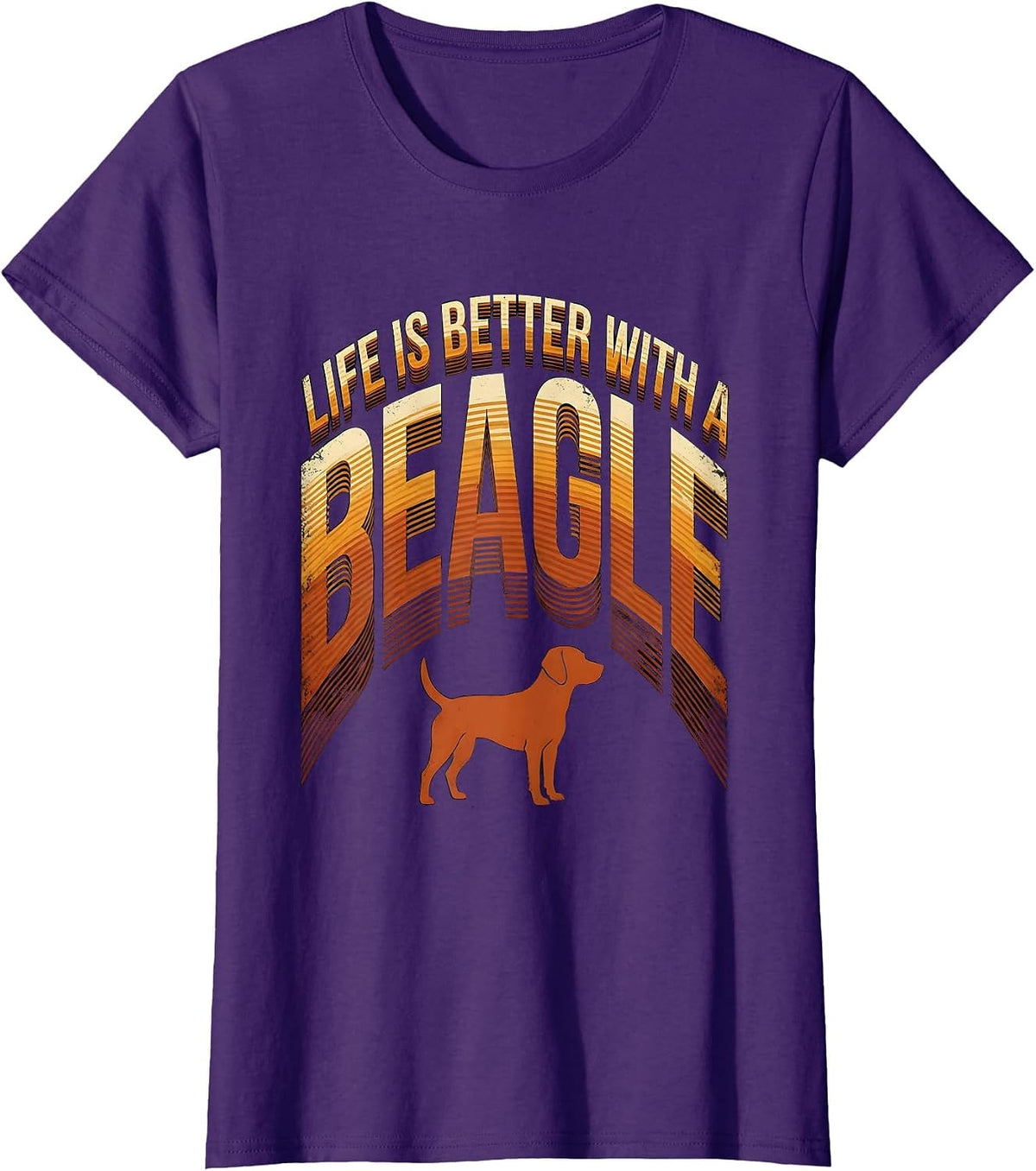 Life Is Better With A Beagle Vintage Retro Dog Lover T-Shirt - Purple