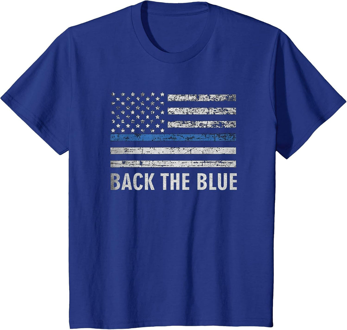 Thin Blue Line Back the Blue American Flag Police Support T-Shirt - Royal Blue