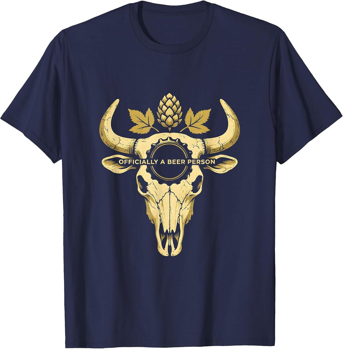 Officially a Beer Person Funny Drinking Design T-Shirt - Navy Blue