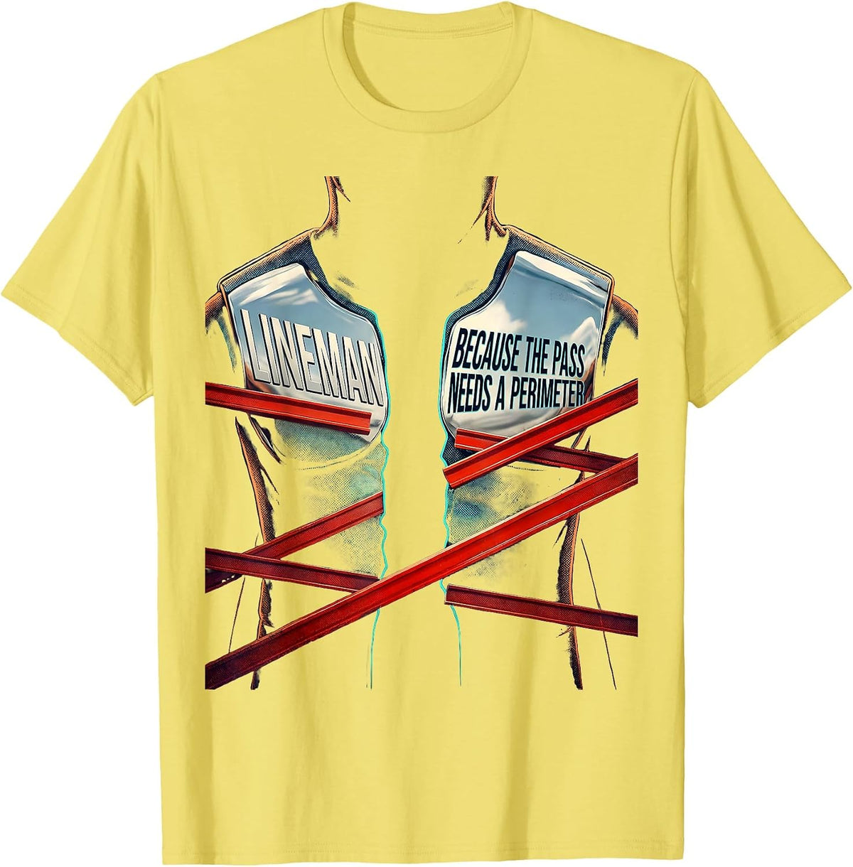 Men's Lineman Because The Pass Needs A Perimeter Football Lineman T-Shirt - Lemon Yellow