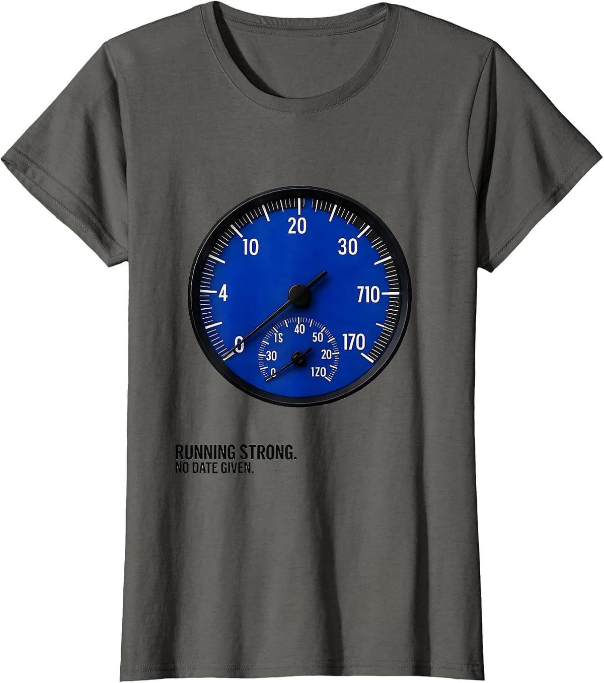 Women's Running Strong No Date Given Funny Car Guy Mechanic T-Shirt - Asphalt Grey