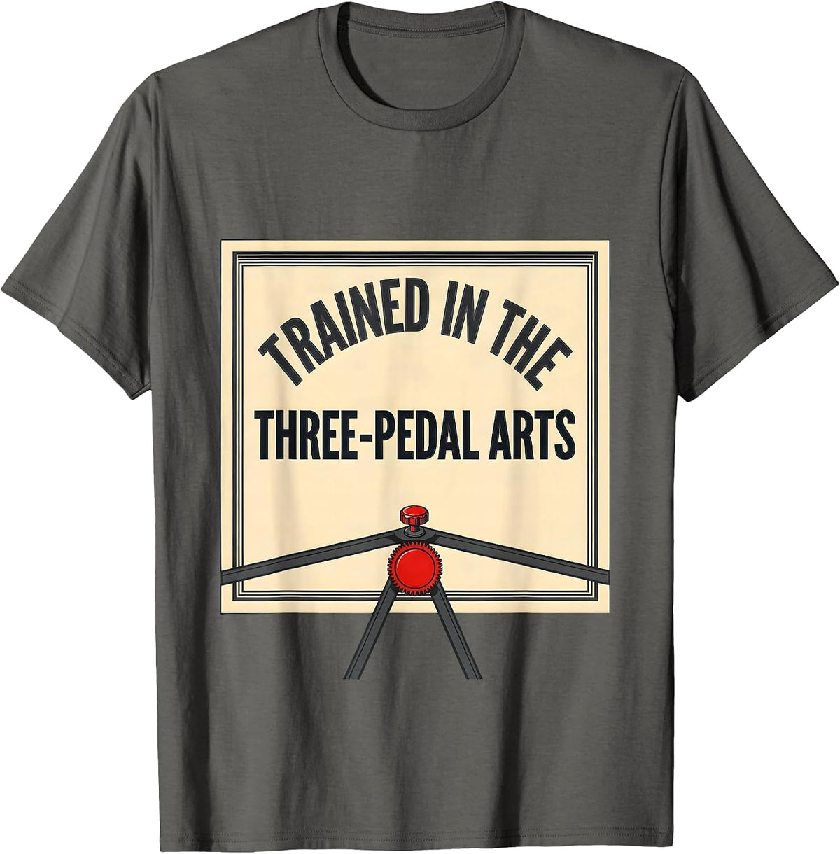 Men's Trained In The Three-Pedal Arts Funny Stick Shift Car Guy T-Shirt - Asphalt Grey