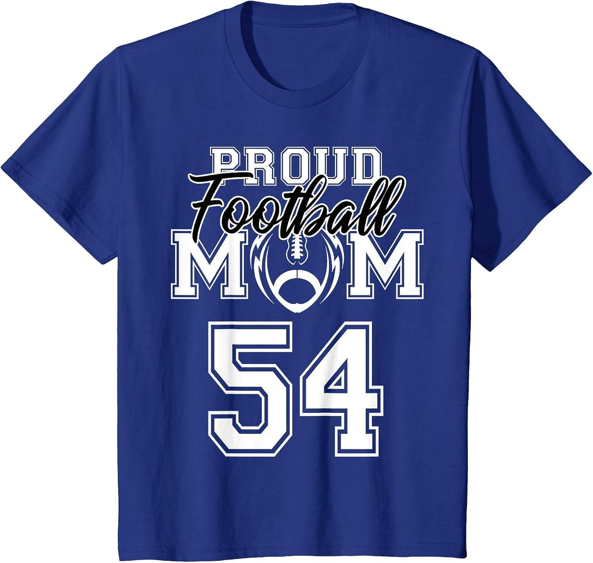 Custom Proud Football Mother Number 54 Personalized Women T-Shirt - Royal Blue