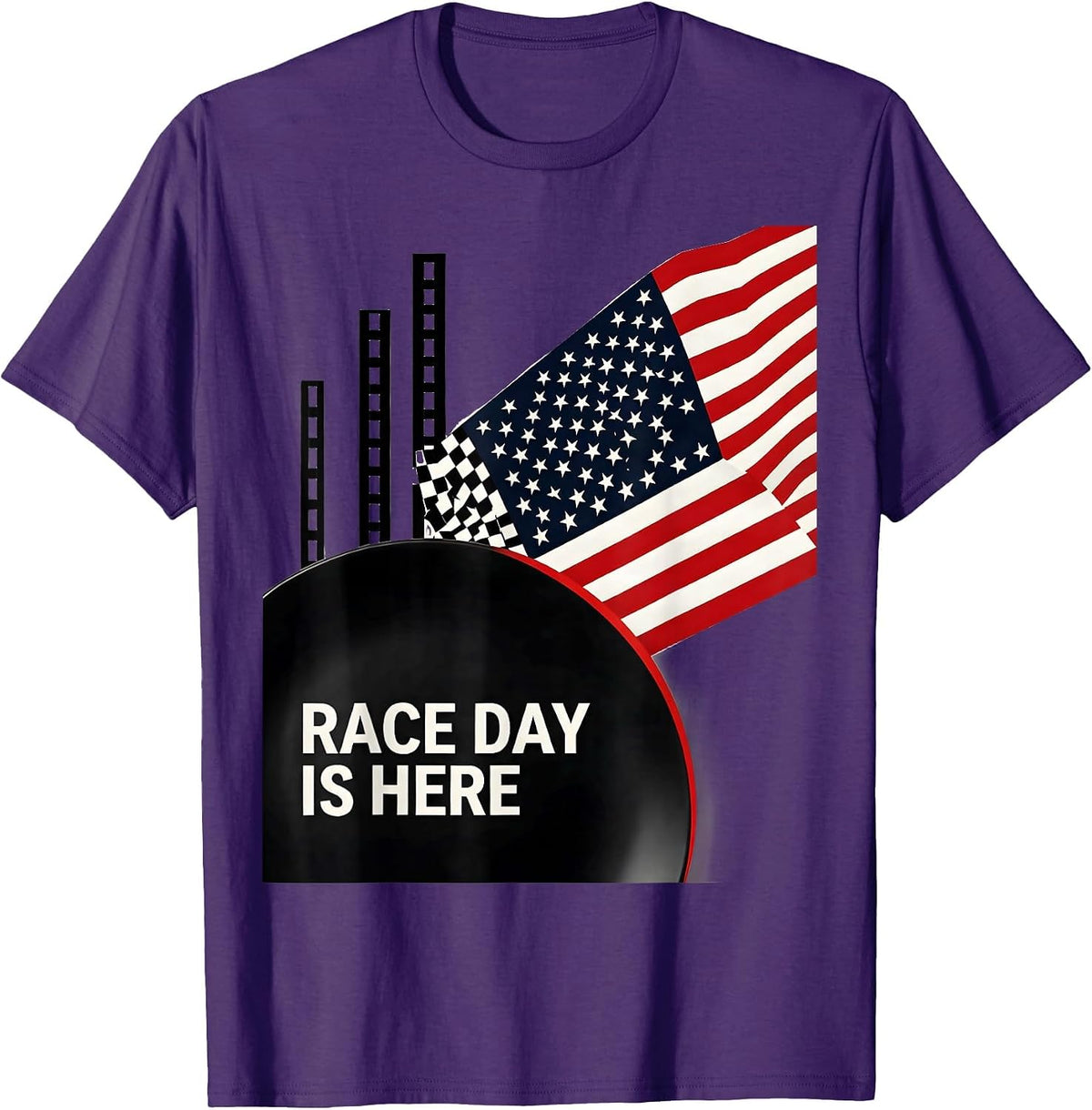 Race Day Is Here Swiss International Patriotic Drag Racing T-Shirt - Purple