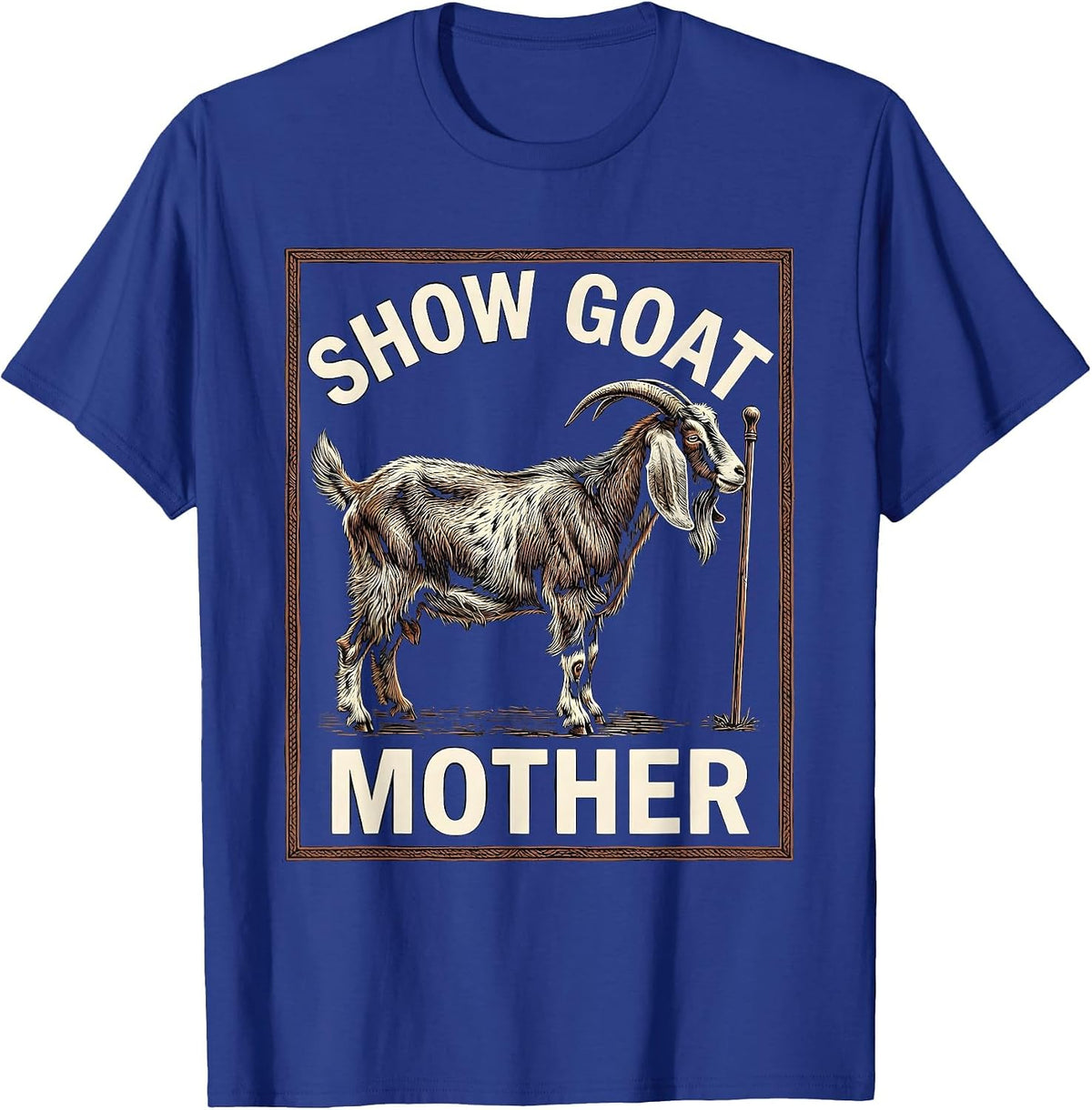 Show Goat Mother Woodcut Engraving Farm Pride Livestock Show T-Shirt - Royal Blue