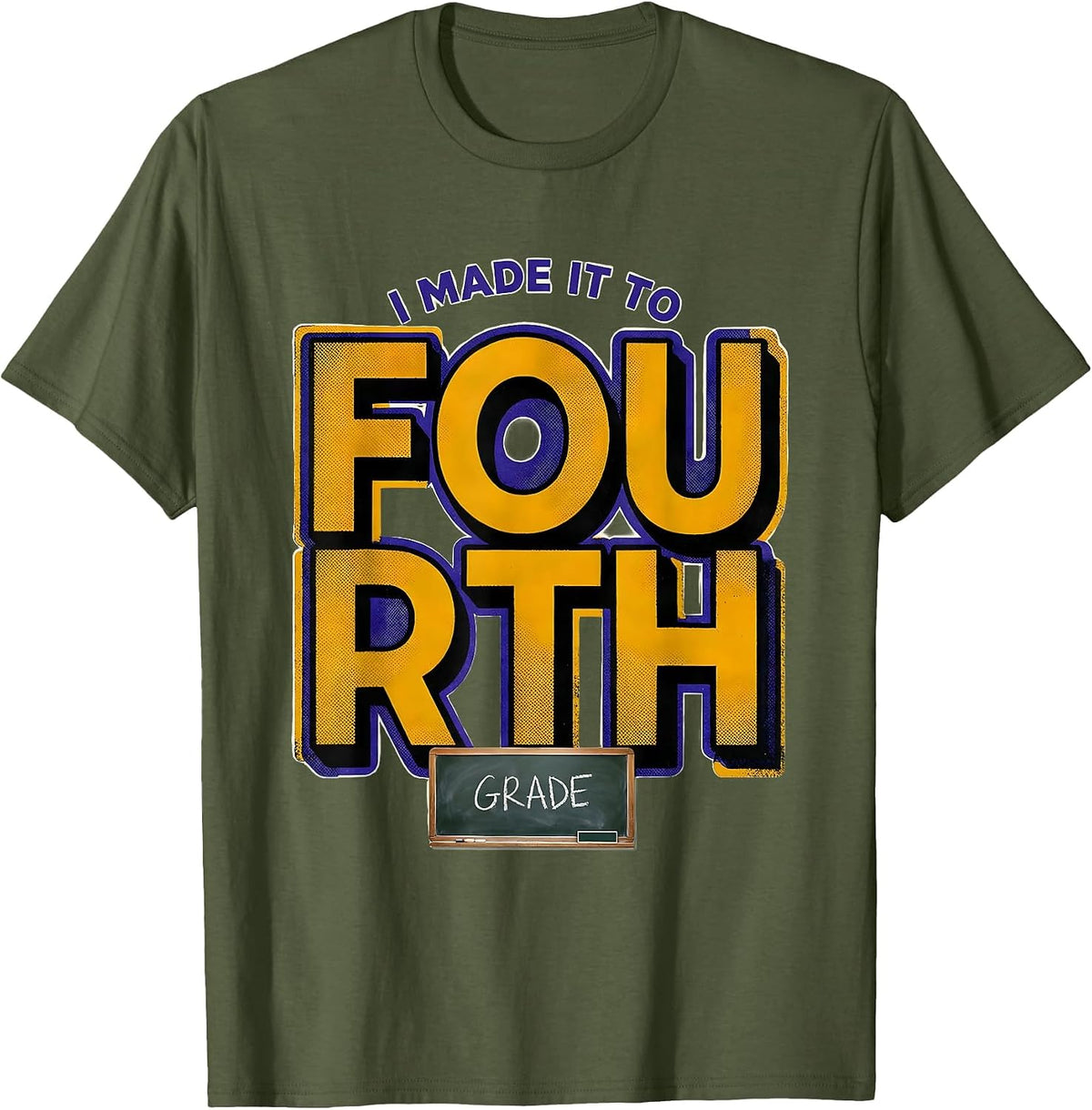 Men's I Made It To Fourth Grade Retro Fourth Grade Vibes Back To T-Shirt - Olive Green