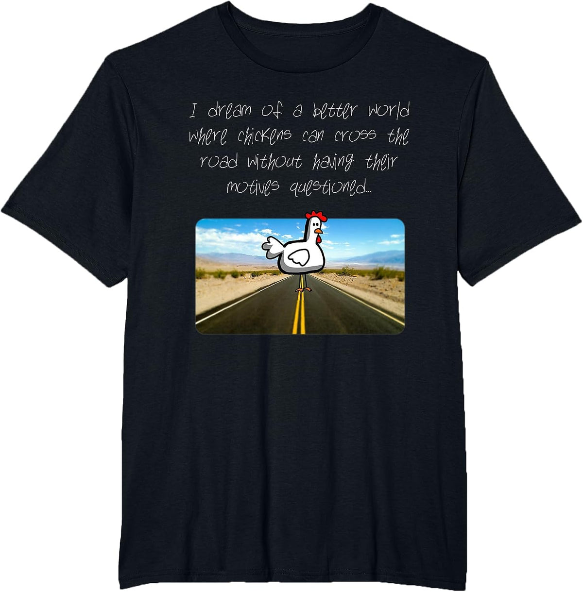 Chicken Crossing The Road T-Shirt - Black
