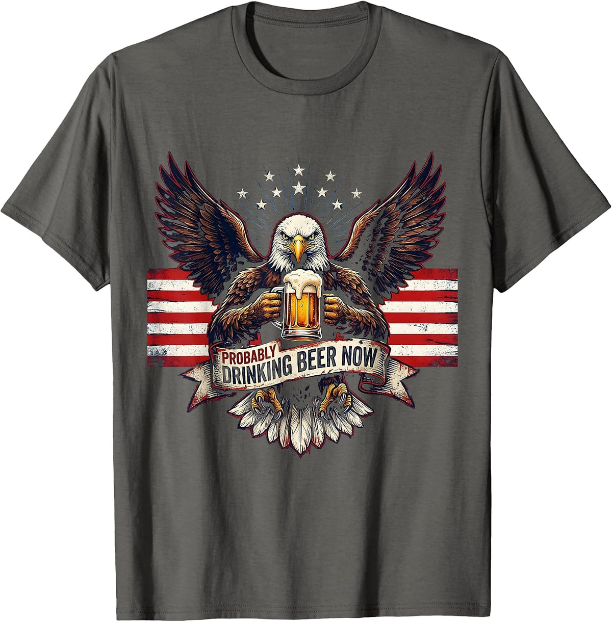Men's Probably Drinking Beer Now Funny Beer Design T-Shirt - Asphalt Grey