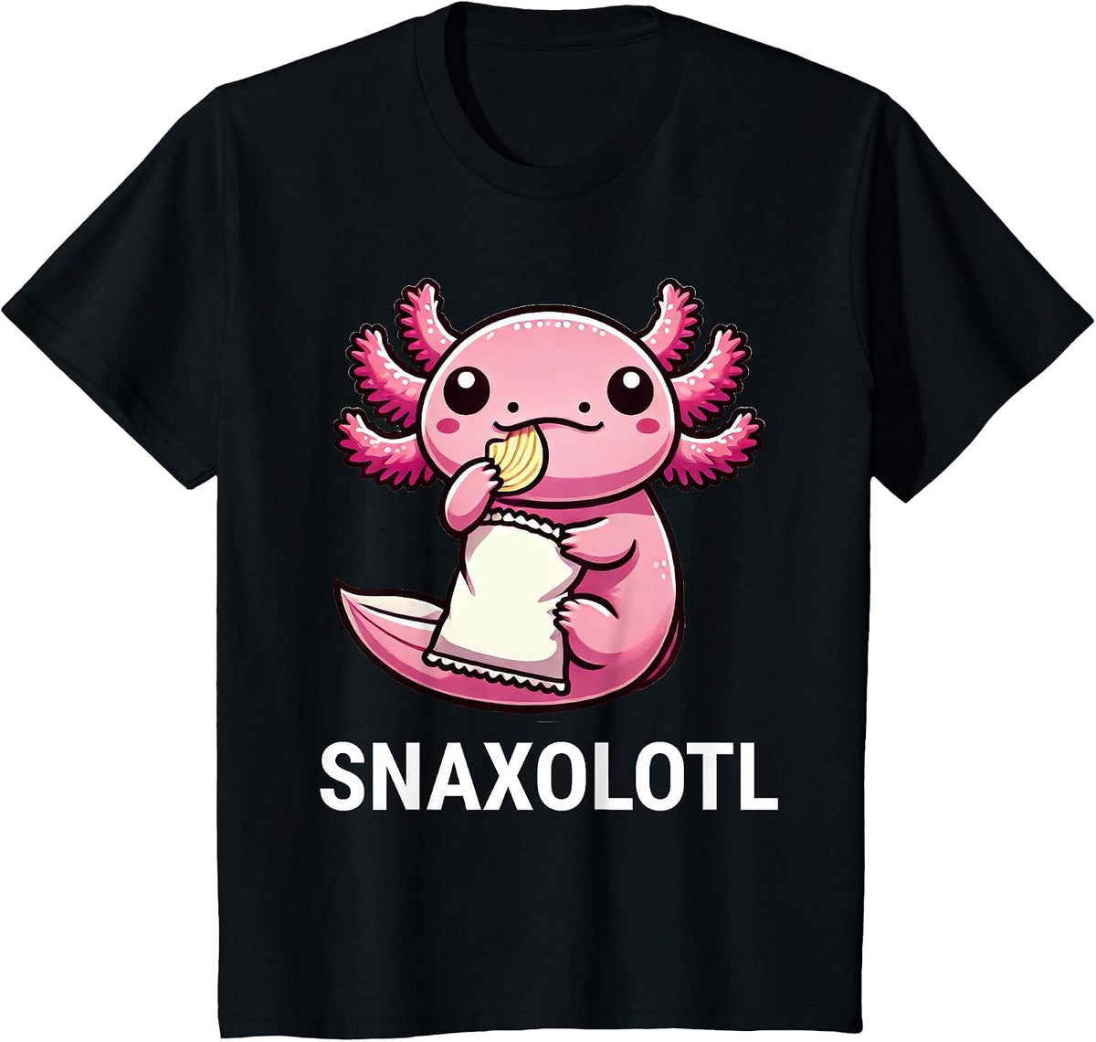 Snaxolotl Axolotl Chips Snacks Funny T-Shirt - Black