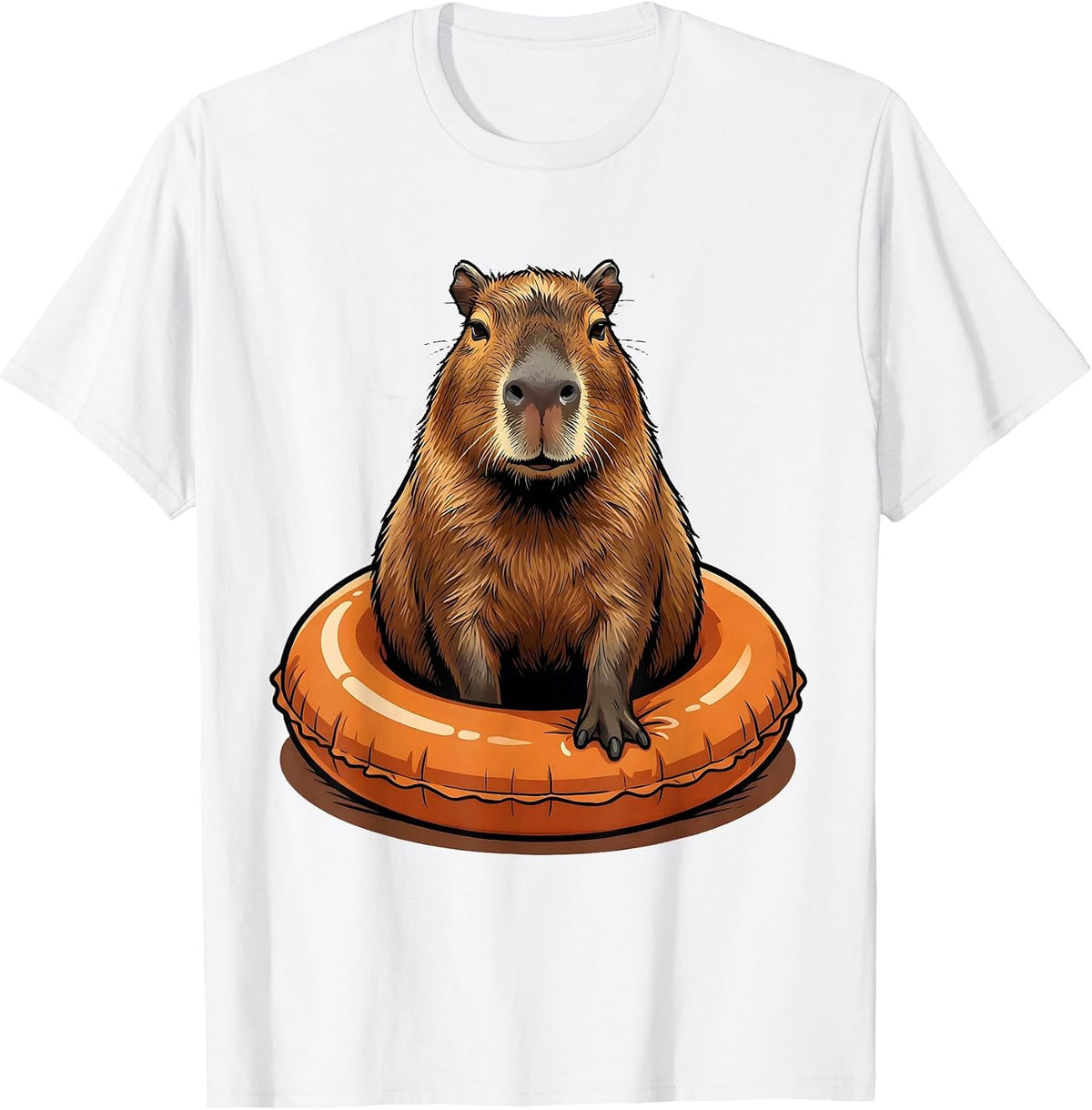 Men's Capybara Cartoon Funny Animal Lover Humor T-Shirt - White