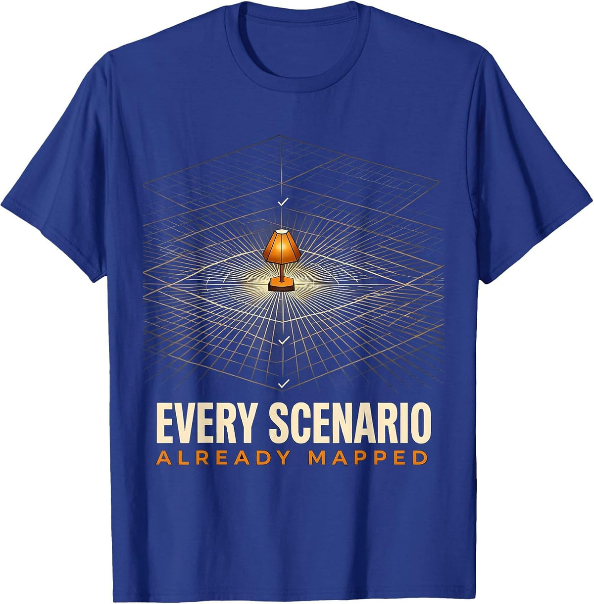 Men's Every Scenario Already Mapped Geometric Owl English Teacher T-Shirt - Royal Blue