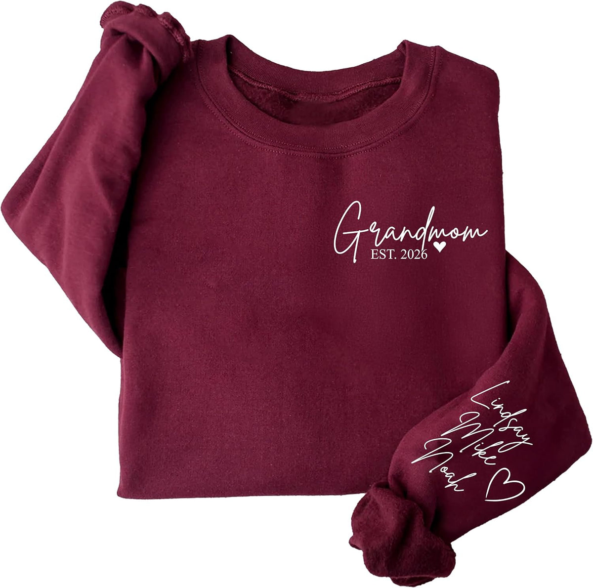 Personalized Mama Sweatshirt, Custom Name Kid on Sleeve, Minimal Mother Style for Mother's Day, Birthday - Grandmom