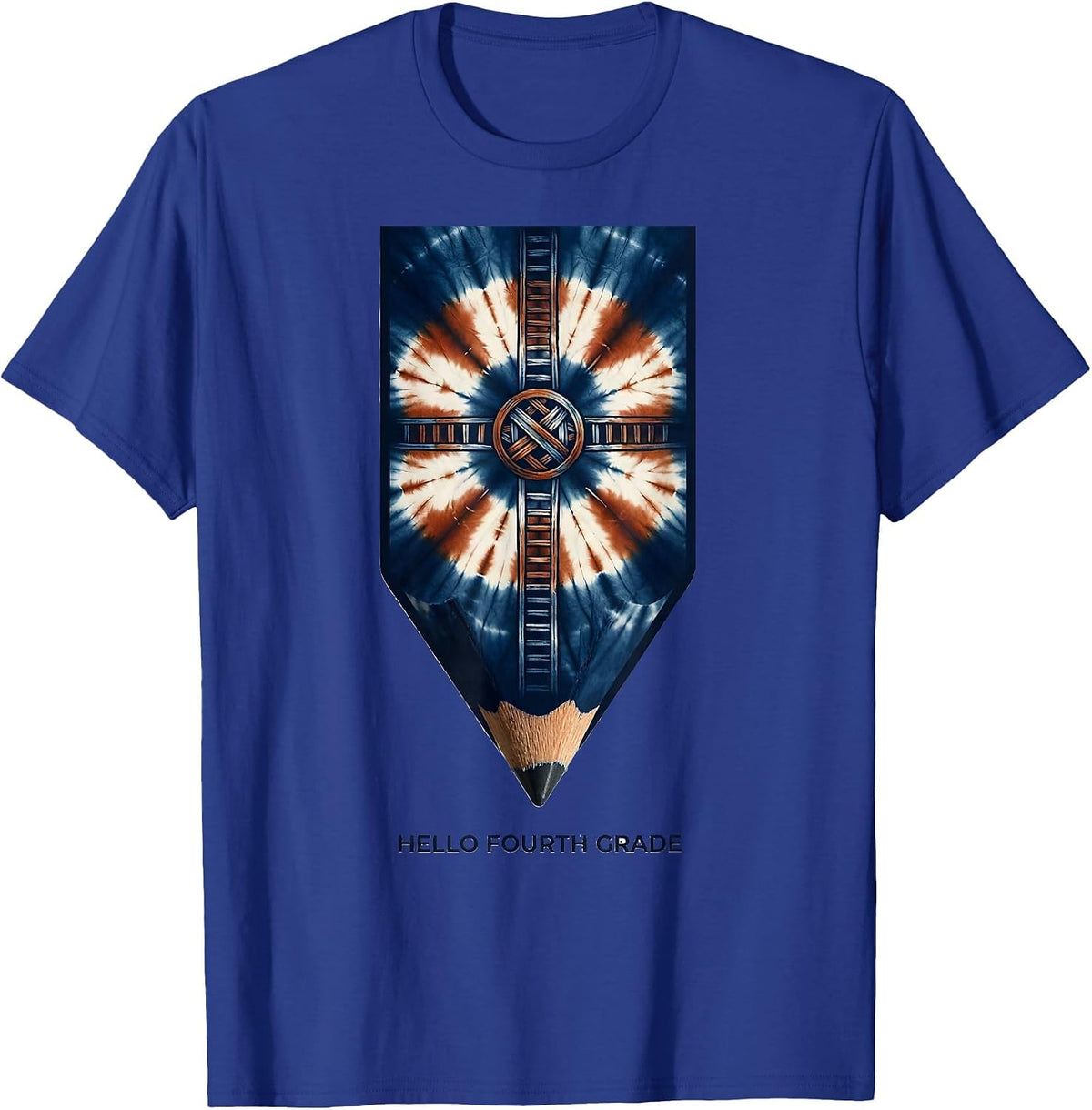 Hello Fourth Grade Shibori Resist Back To School Teacher T-Shirt - Royal Blue