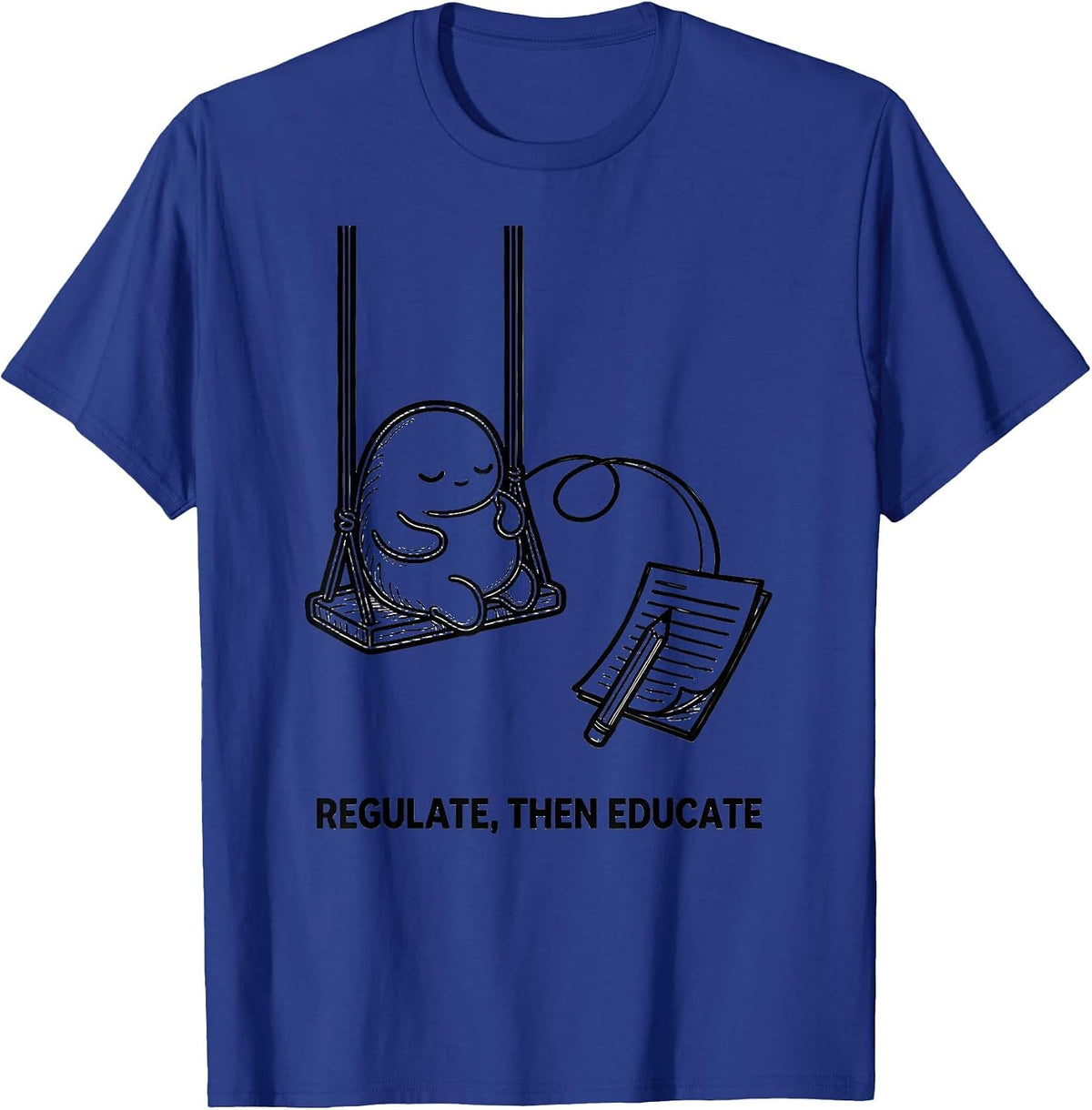 Men's Regulate Then Educate Line Art Occupational Therapy Sensory T-Shirt - Royal Blue