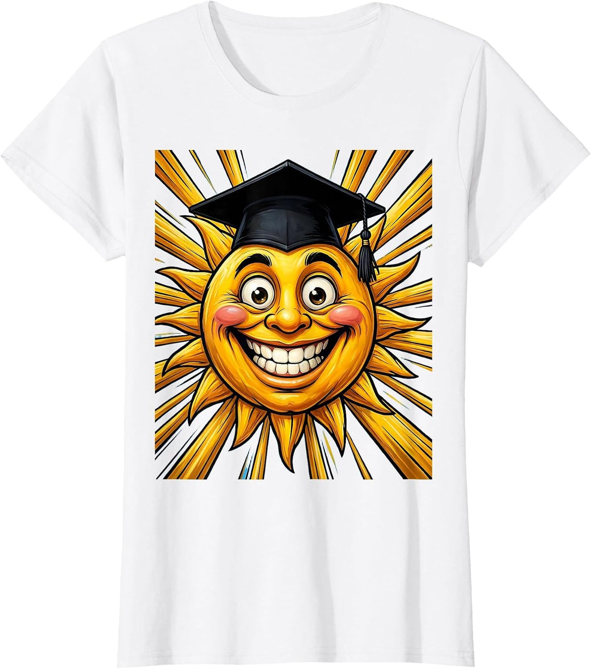 Prek Teacher Smiling Sun Graduation Cap Design T-Shirt - White