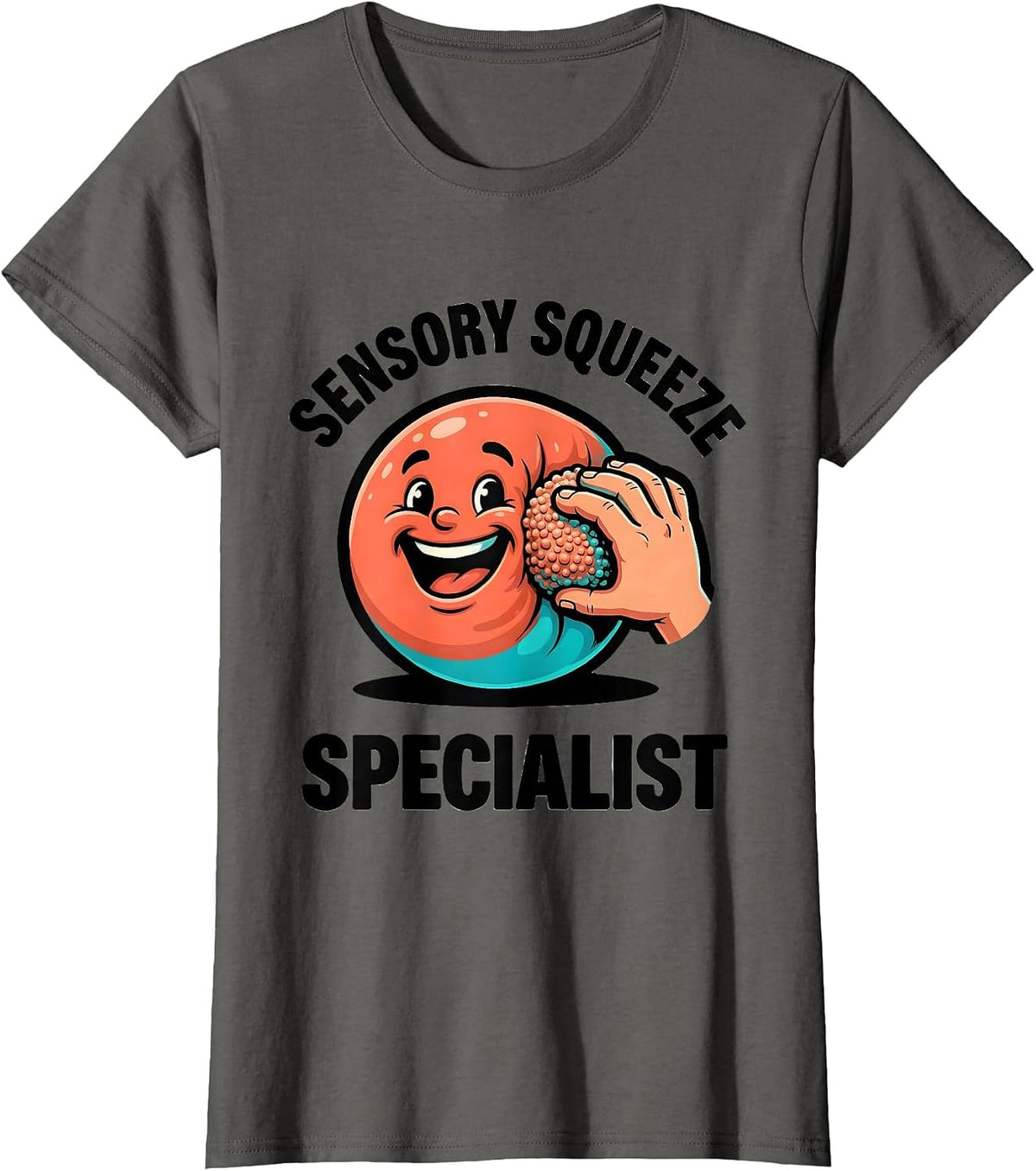 Women's Sensory Squeeze Specialist Cartoon Occupational Therapy OT T-Shirt - Asphalt Grey