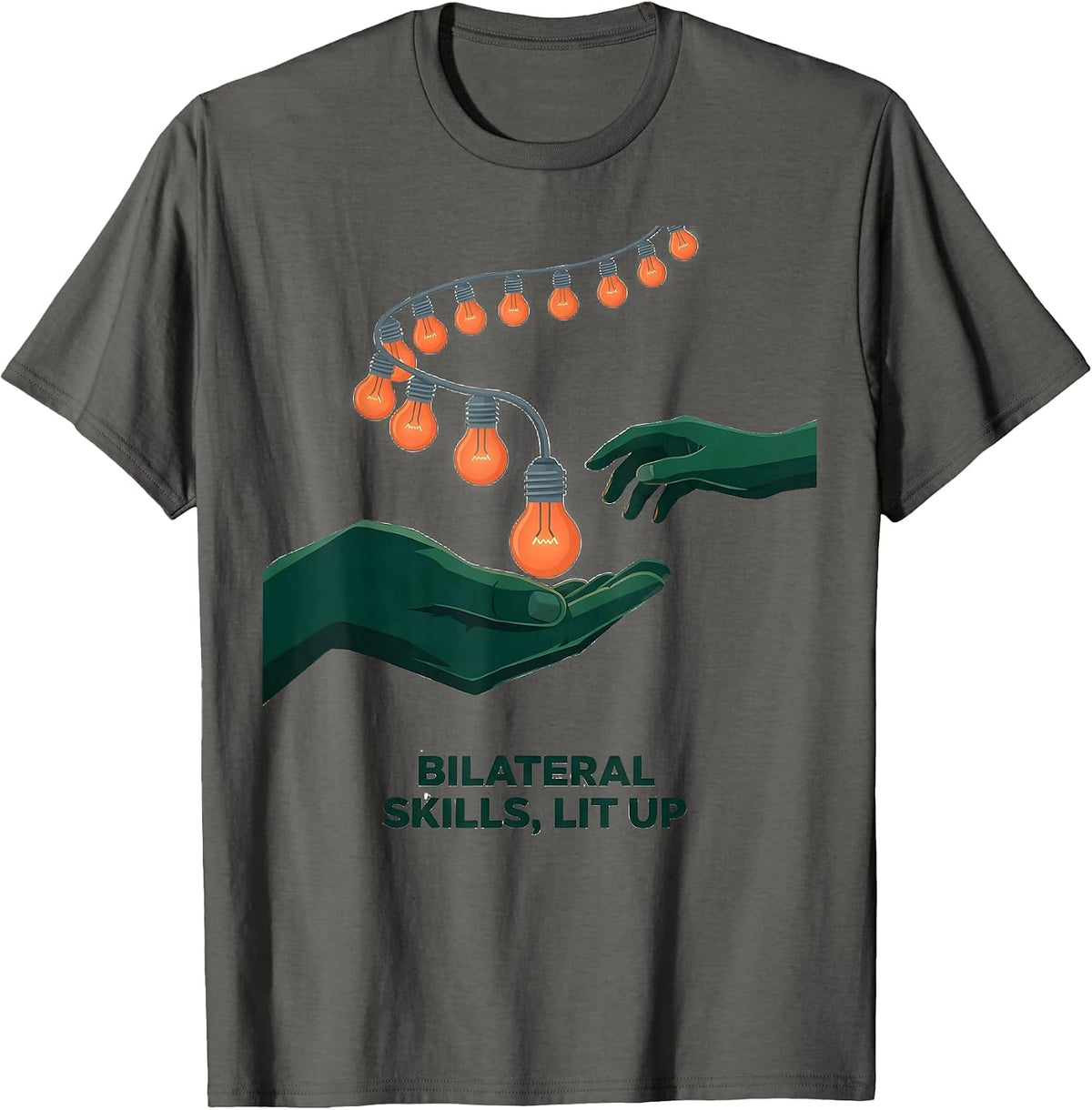 Men's Bilateral Skills Lit Up Occupational Therapy Christmas T-Shirt - Asphalt Grey