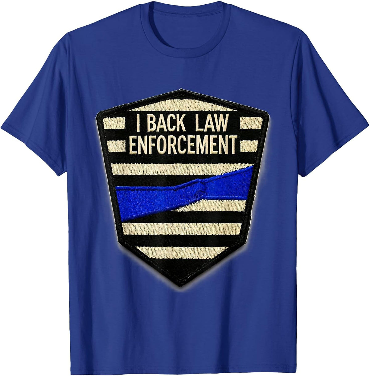 I Back Law Enforcement Patriotic Thin Blue Line Police T-Shirt - Royal Blue
