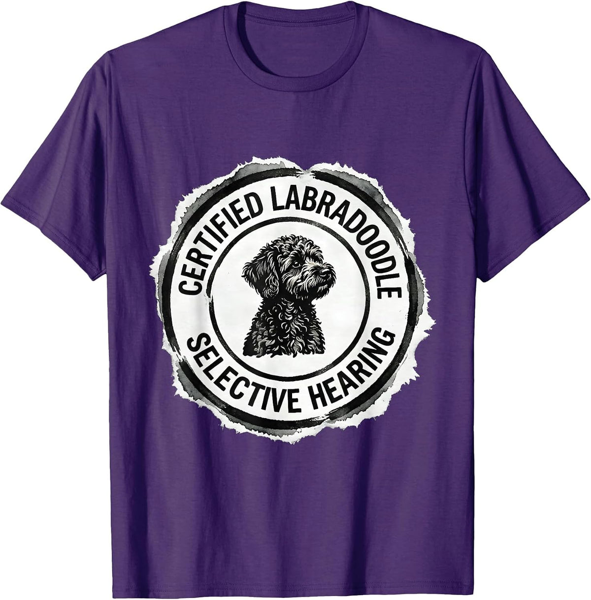 Men's Certified Labradoodle: Selective Hearing Funny T-Shirt - Purple