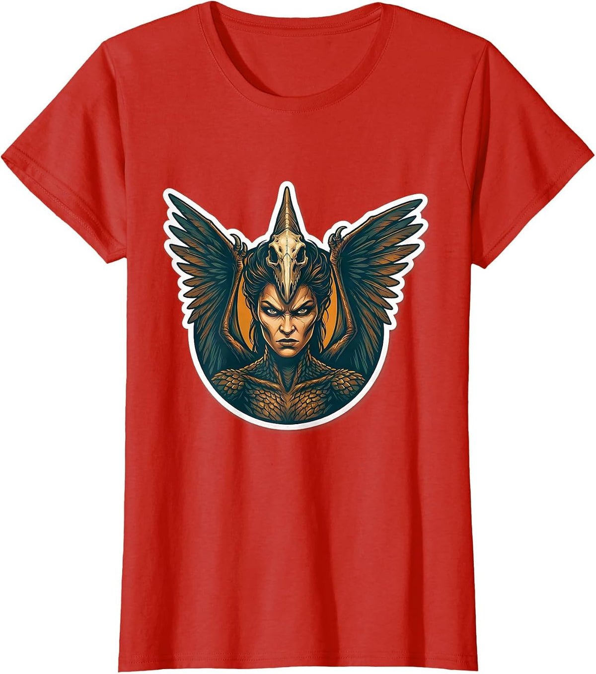 Fierce Pterodactyl Wing Cloak Dinosaur Warrior T-Shirt - Red