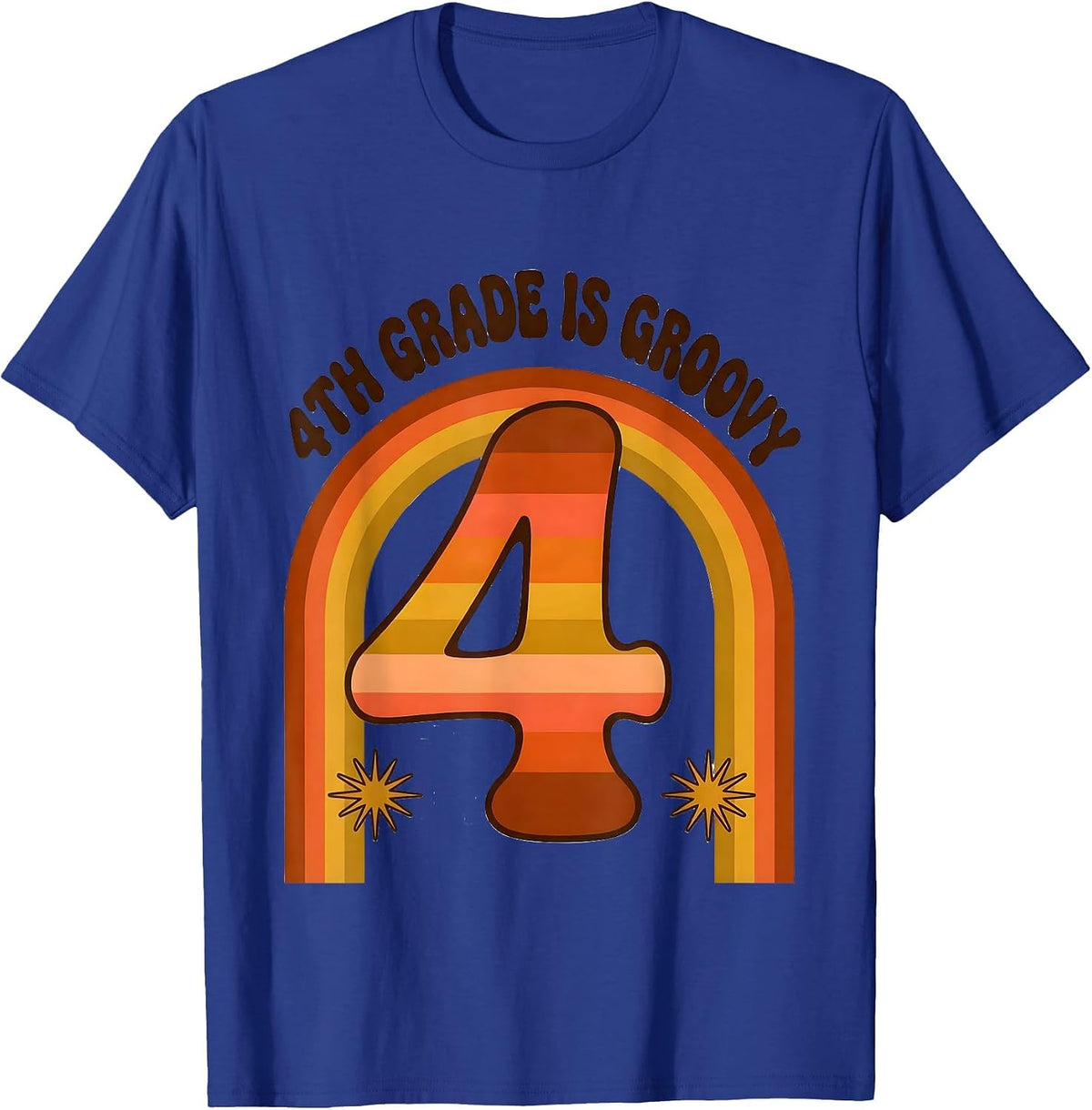 Men's 4th Grade Is Groovy Retro 70s Back to School Team T-Shirt - Royal Blue