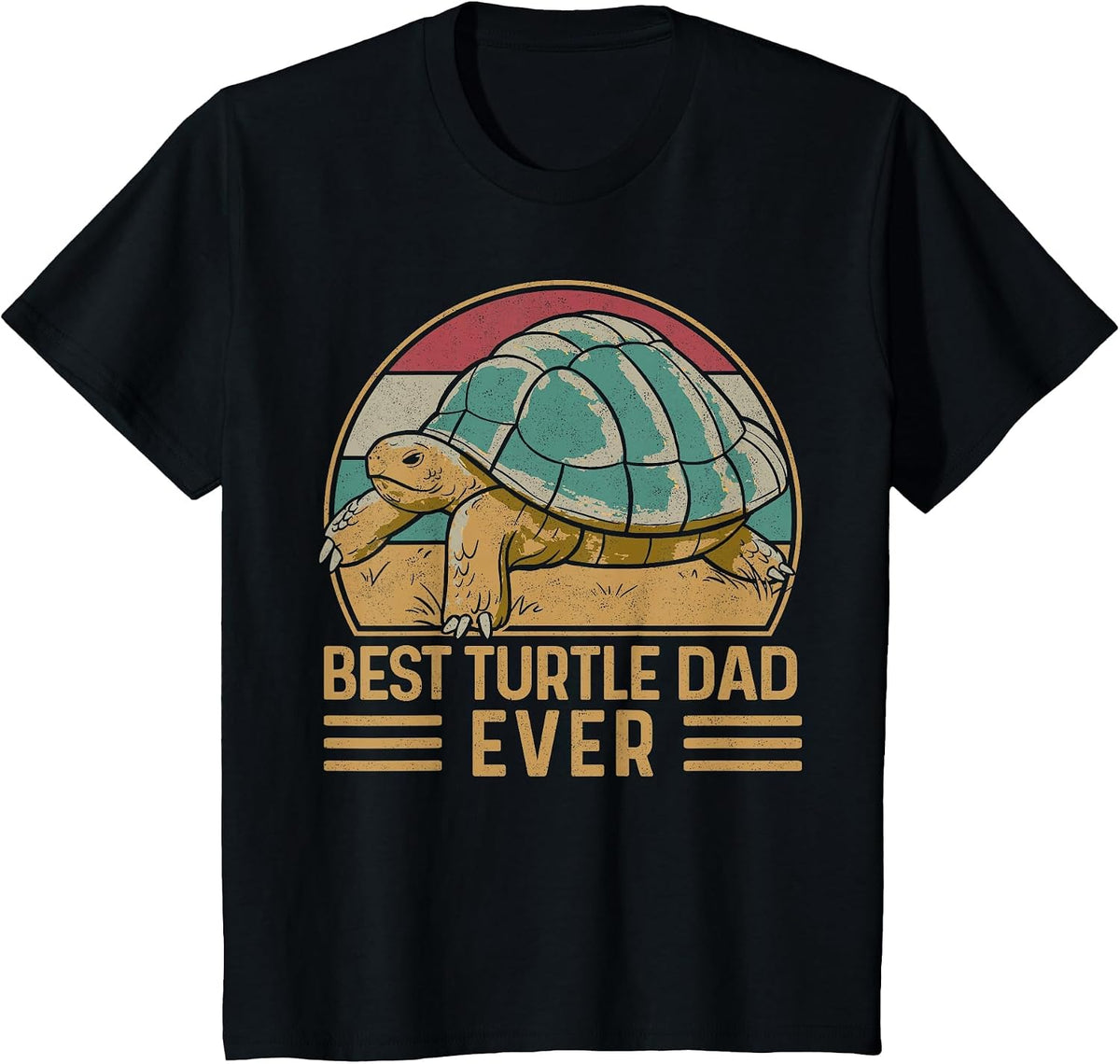 Sea Turtle Tortoise Dad Retro Vintage Best Turtle Dad Ever T-Shirt - Black