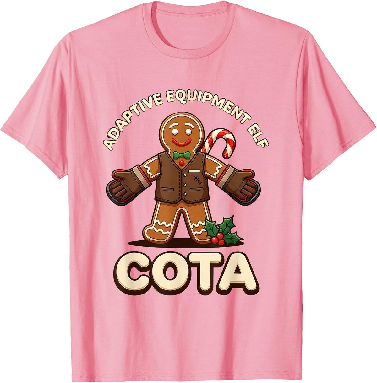 Men's Adaptive Equipment Elf, COTA Occupational Therapist T-Shirt - Pink