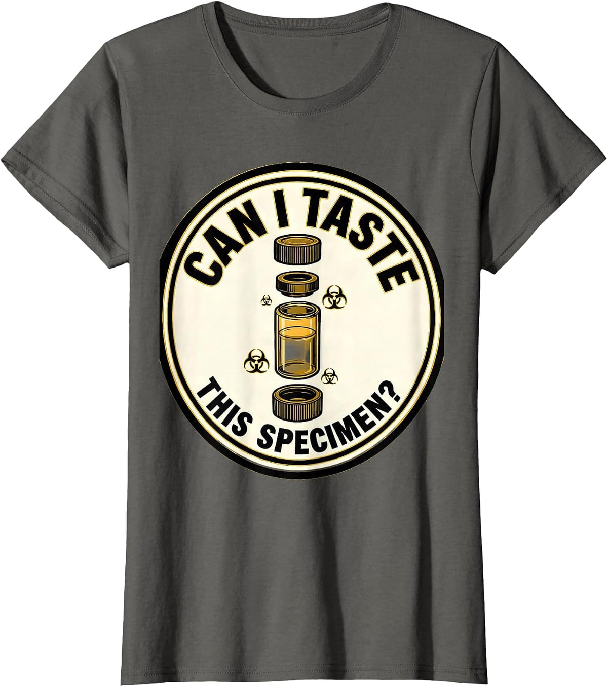 Women's Can I Taste This Specimen Funny Periodic Table Science T-Shirt - Asphalt Grey