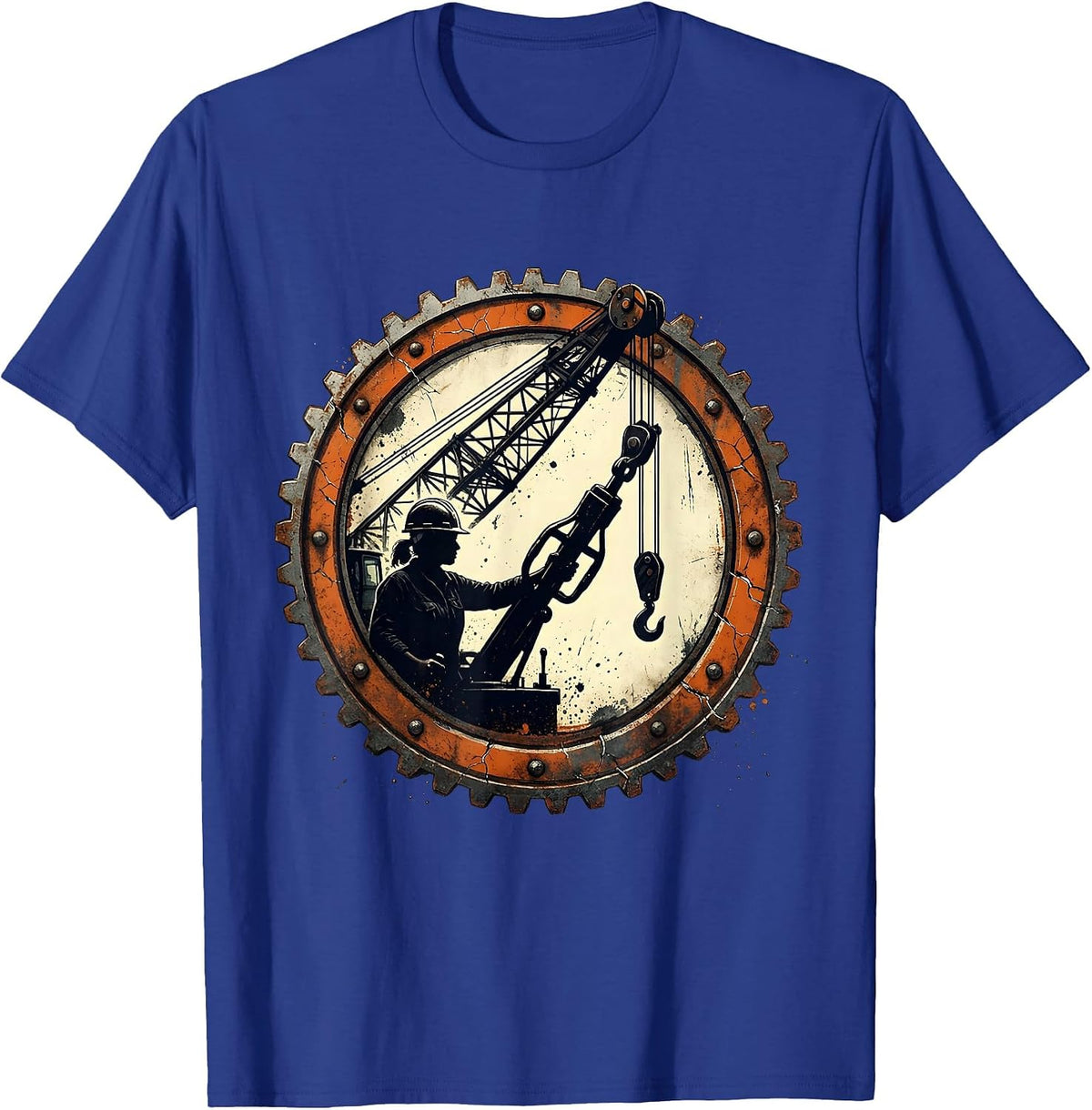 Labor Day Dock Worker Crane Operator Graphic T-Shirt - Royal Blue