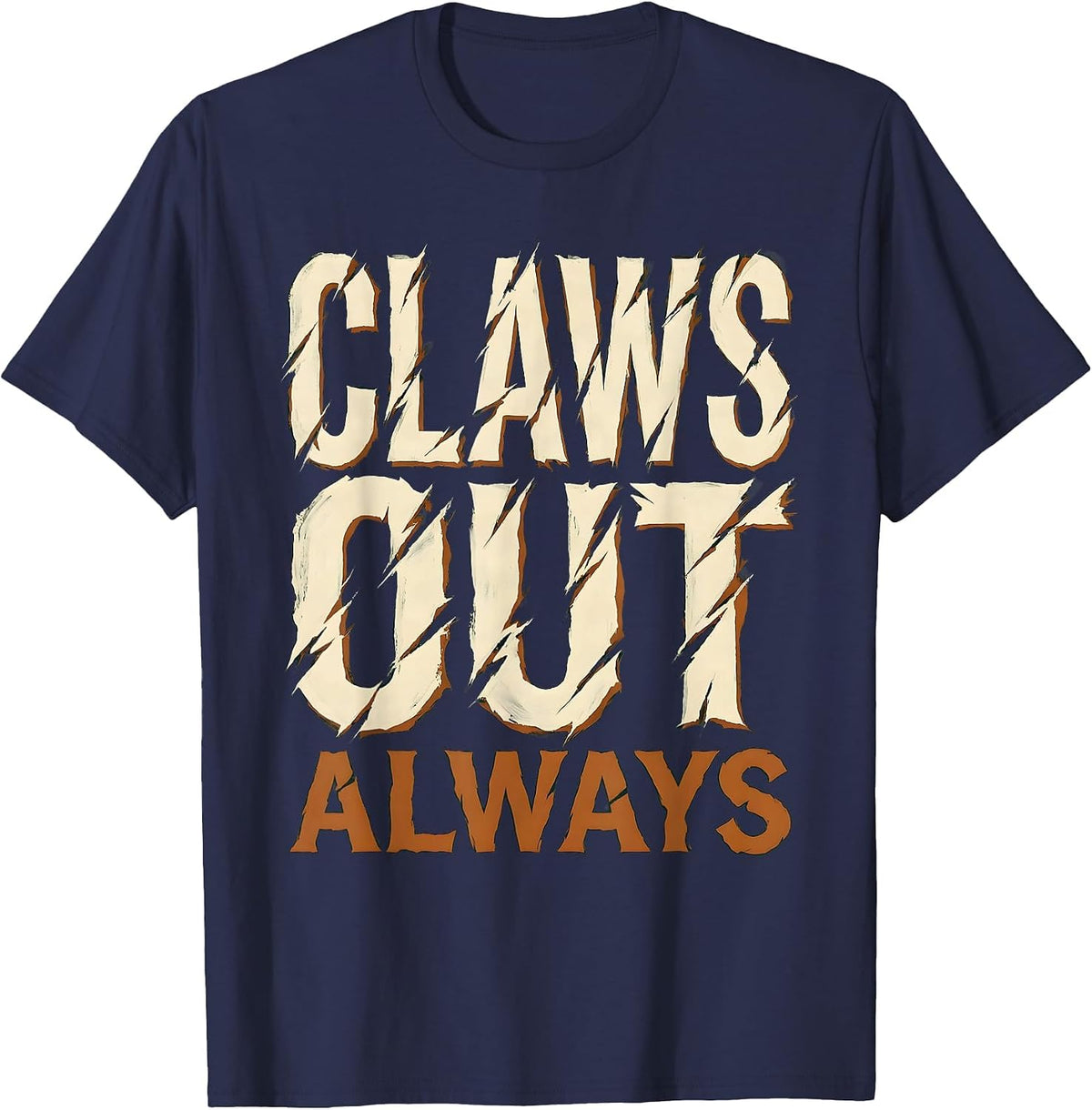 Claws Out Always Bold Dinosaur Design T-Shirt - Navy Blue
