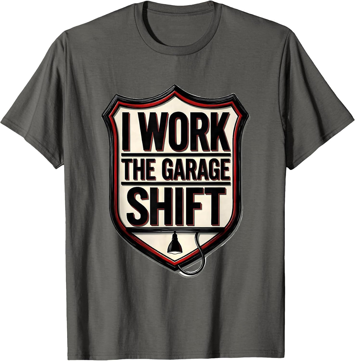 Men's I Work The Garage Shift Funny Mechanic Dad Car Guy Gift T-Shirt - Asphalt Grey