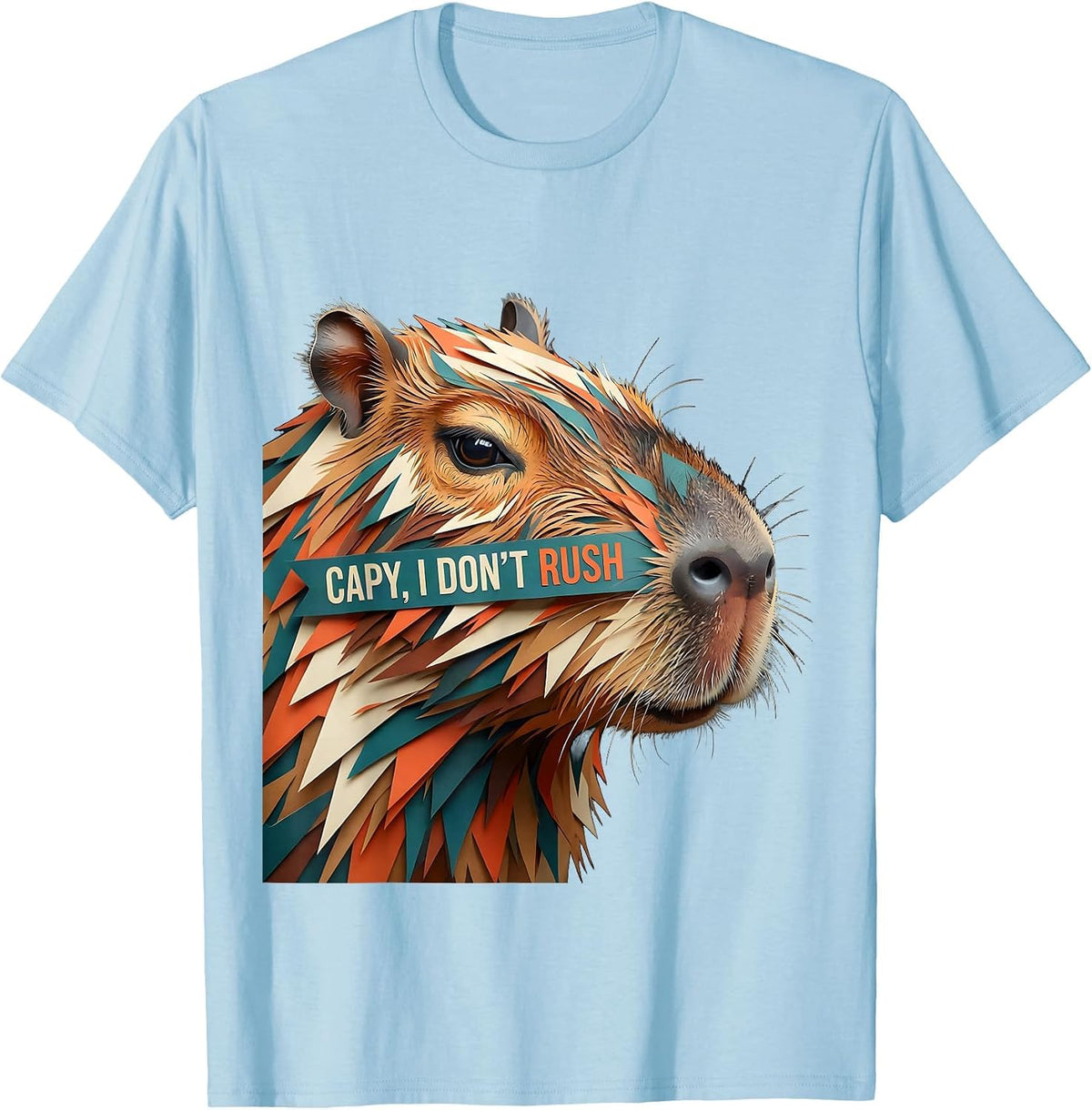 Men's Capy, I Don't Rush Funny Capybara Meme Gamer Humor T-Shirt - Baby Blue