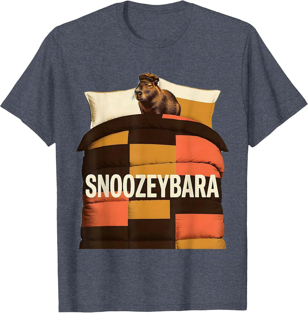 Snoozeybara Cute Capybara Sleepy Humor Novelty Lounge Wear T-Shirt - Heather Blue