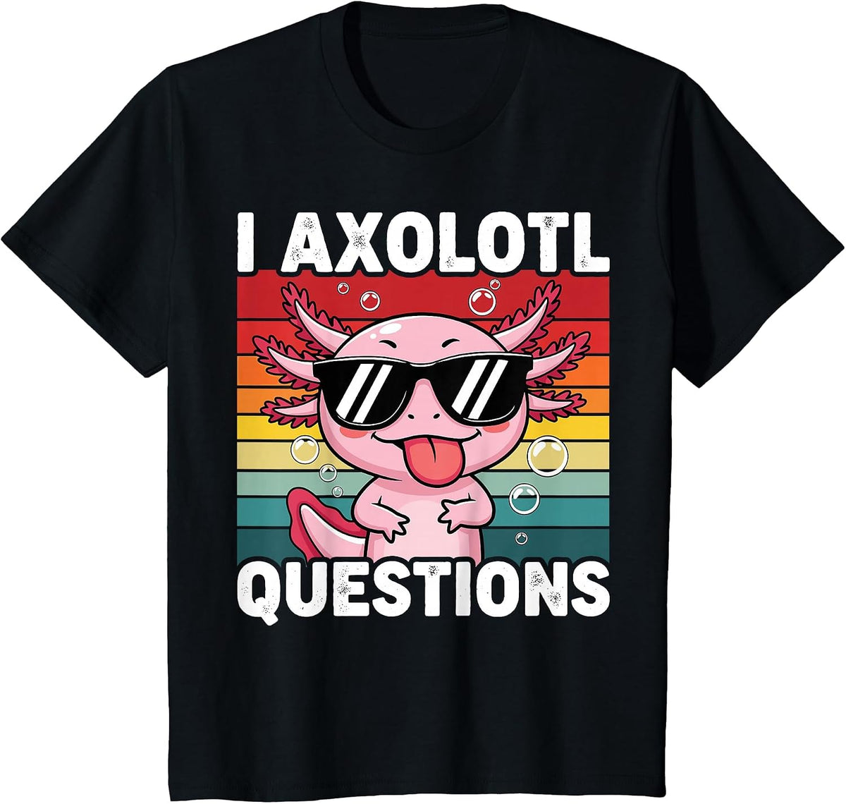 Axolotl Questions Cute Kawaii Axolotls T-Shirt - Black