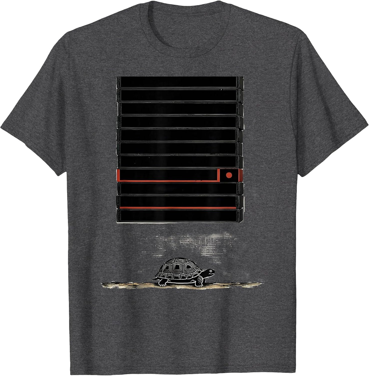 Men's Vertical Masthead Tortoise Animal Lover Gift T-Shirt - Dark Heather Grey